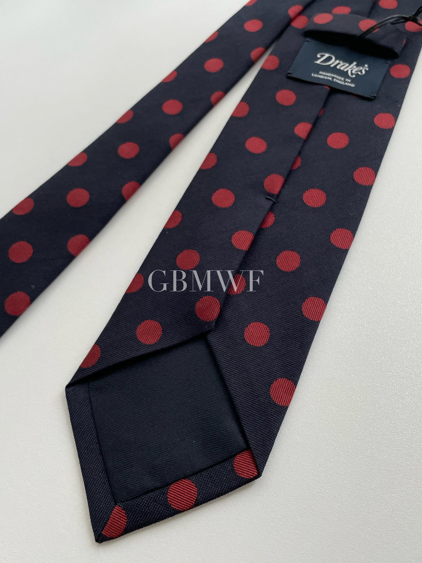 Drakes Polka Dot Handmade Tipped Tie With Tag