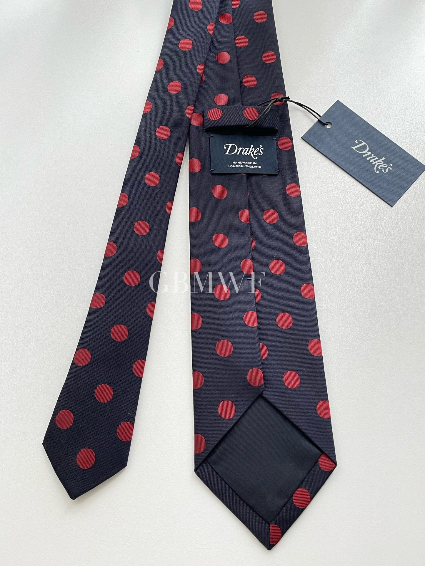 Drakes Polka Dot Handmade Tipped Tie With Tag