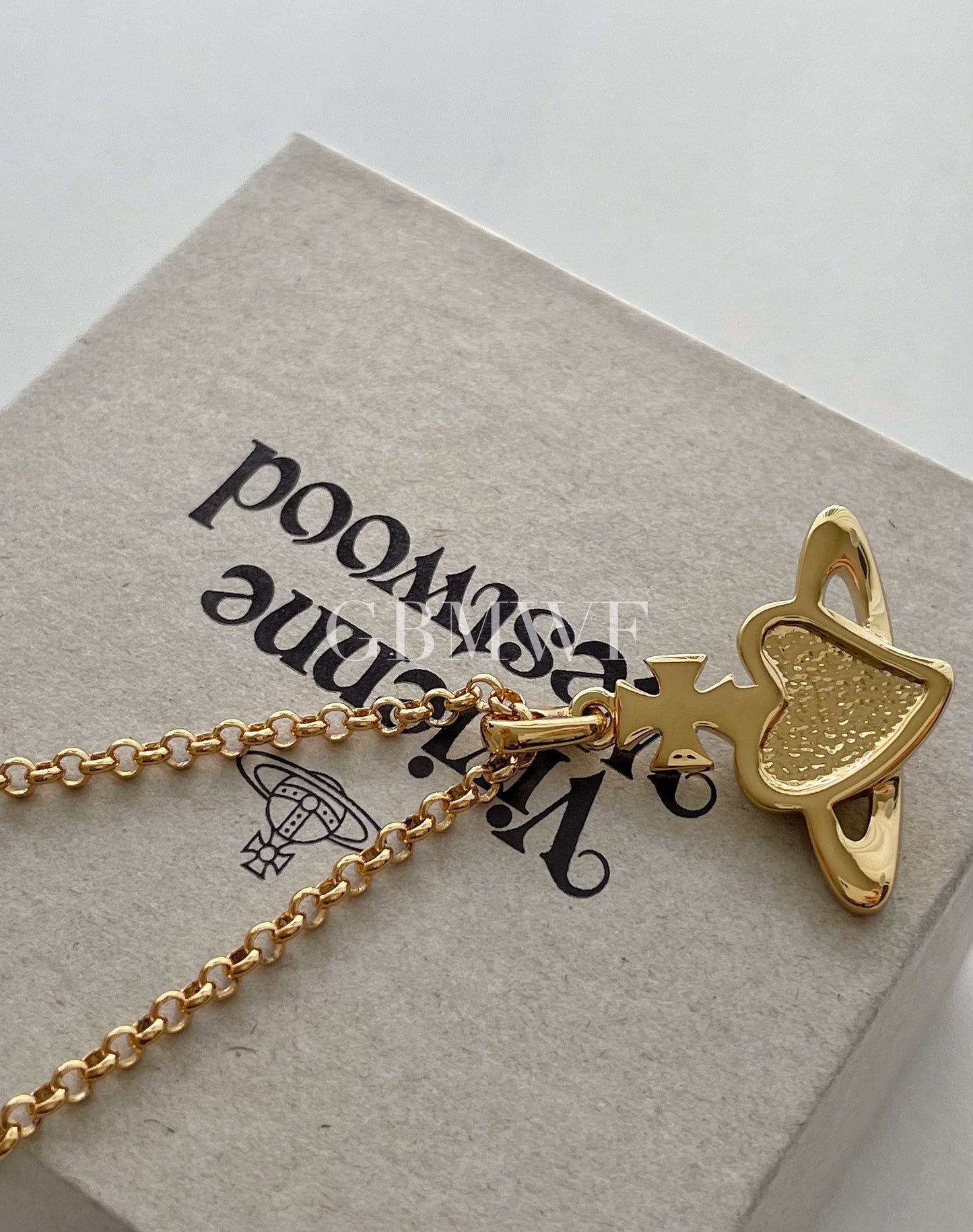 Vivienne Westwood Reverse Diamente Heart Necklace Blue Gold/Violet Crystal
