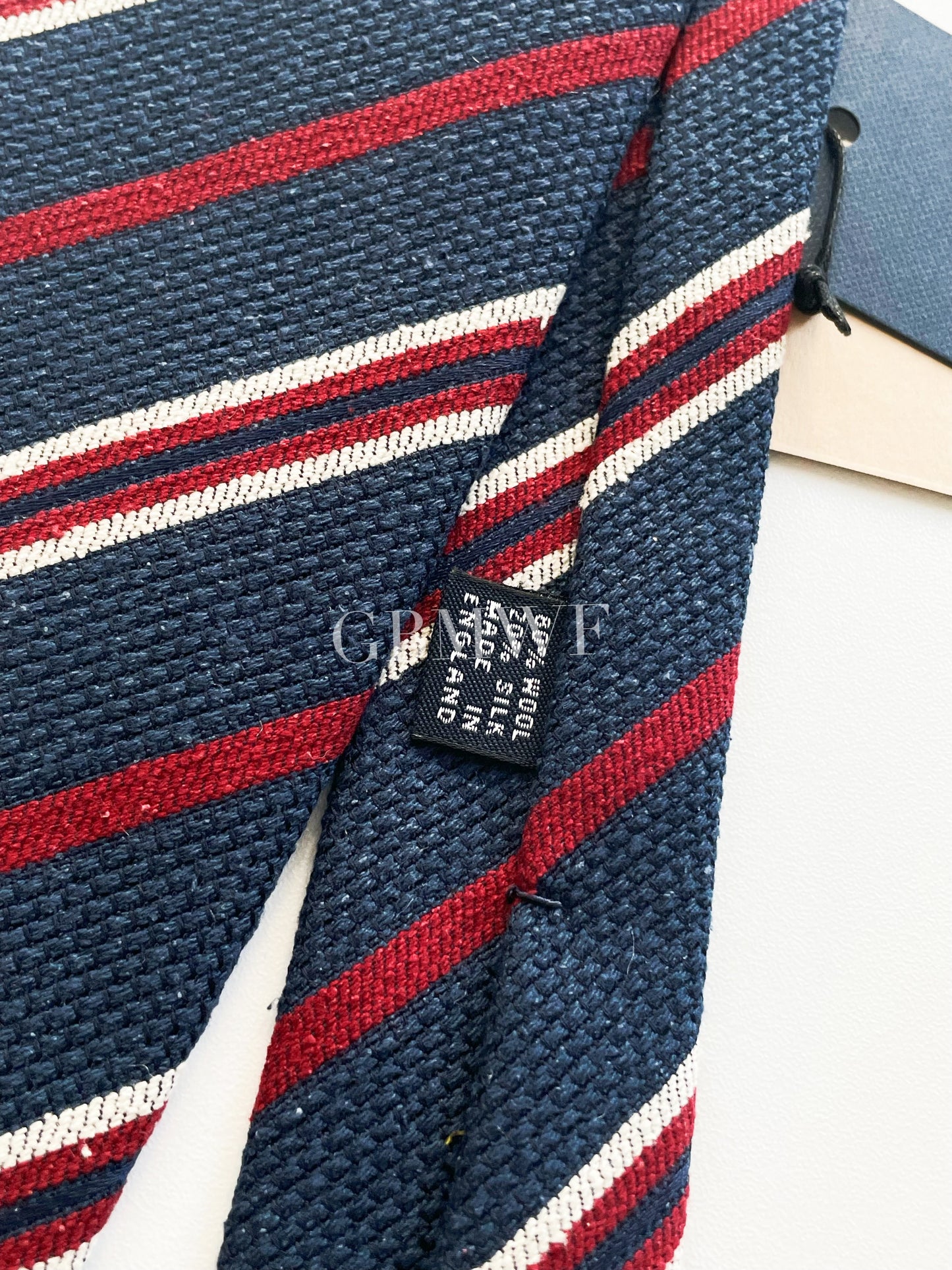 Drakes Hand-rolled Edge Block Stripe Silk Handmade Tie With Tag