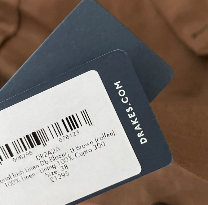 Drake's Sartorial Irish Linen Size 38 Coffee
