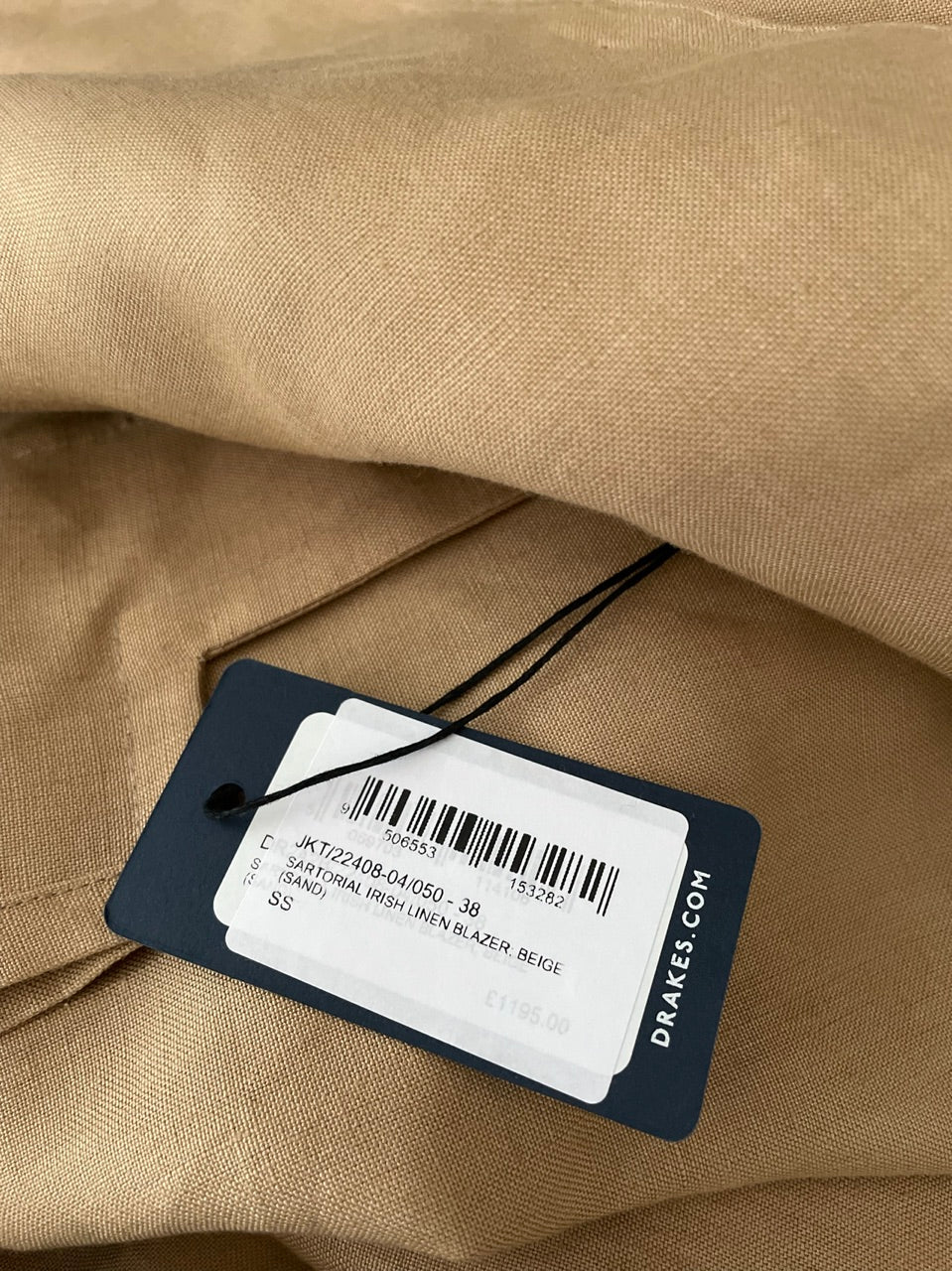 Drake's Sartorial Irish Linen Blazer Beige/Sand Size 38