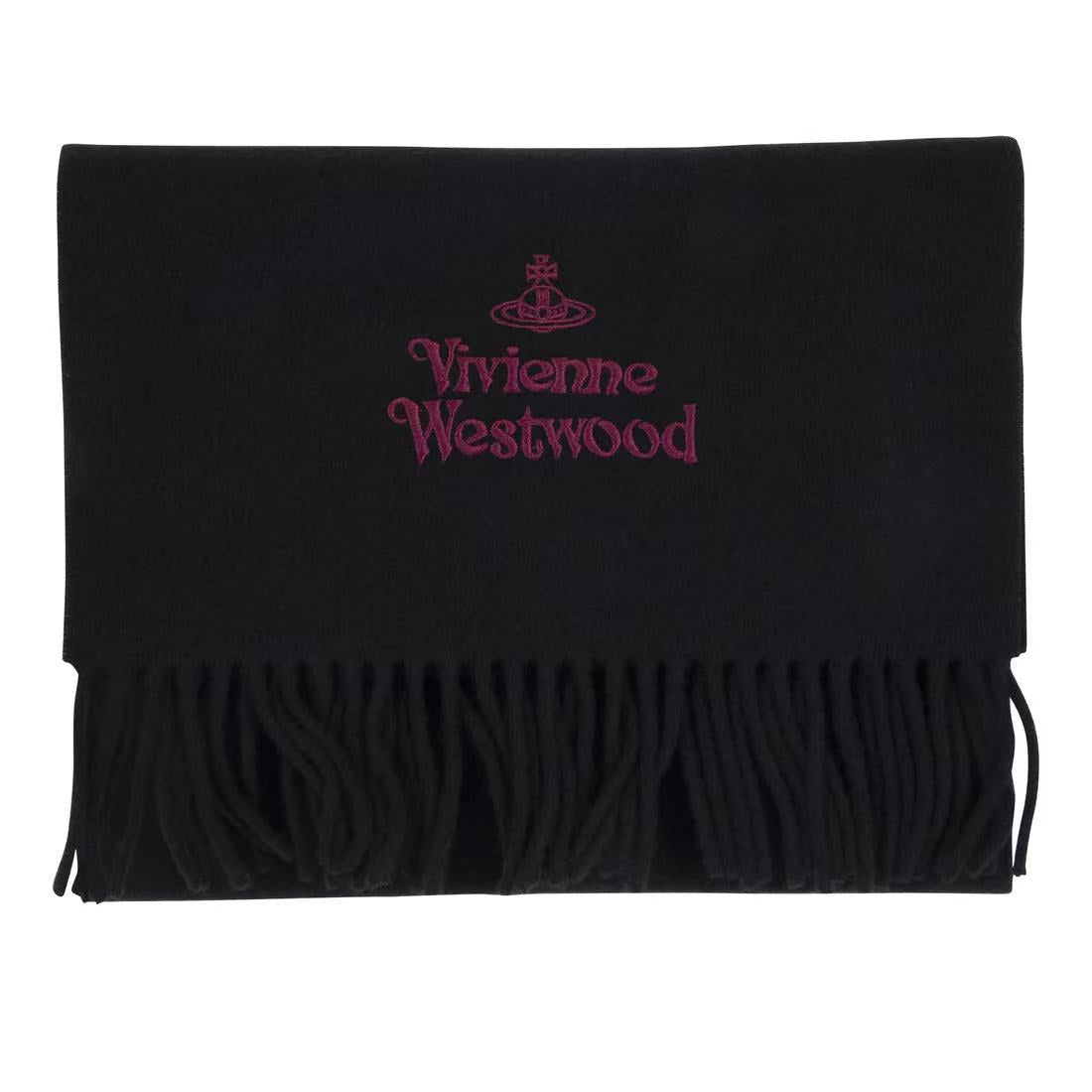 Vivienne Westwood Embroidered Trimmed Wool-knit Scarf Unisex