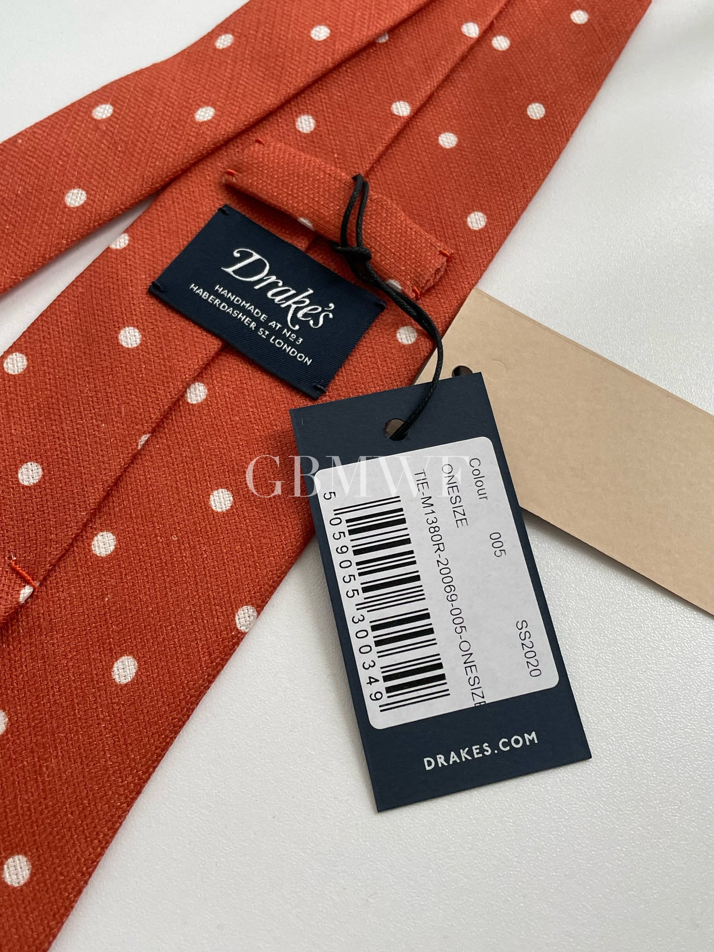 Drakes Handmade Polka Dot Hand-rolled Silk Tie With Tag