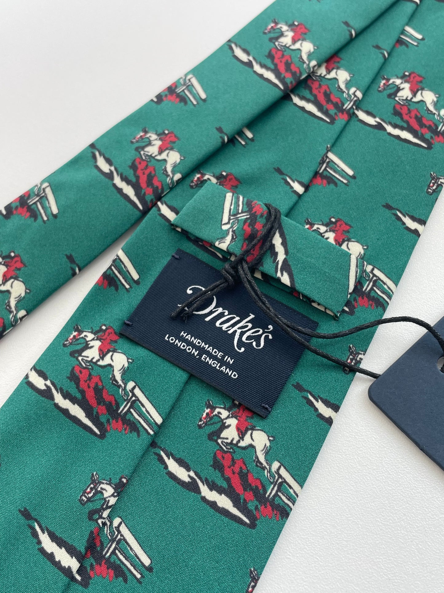 New Drakes Hurdle Motif Handmade Tipped Silk Tie With Tag Limited Edition
