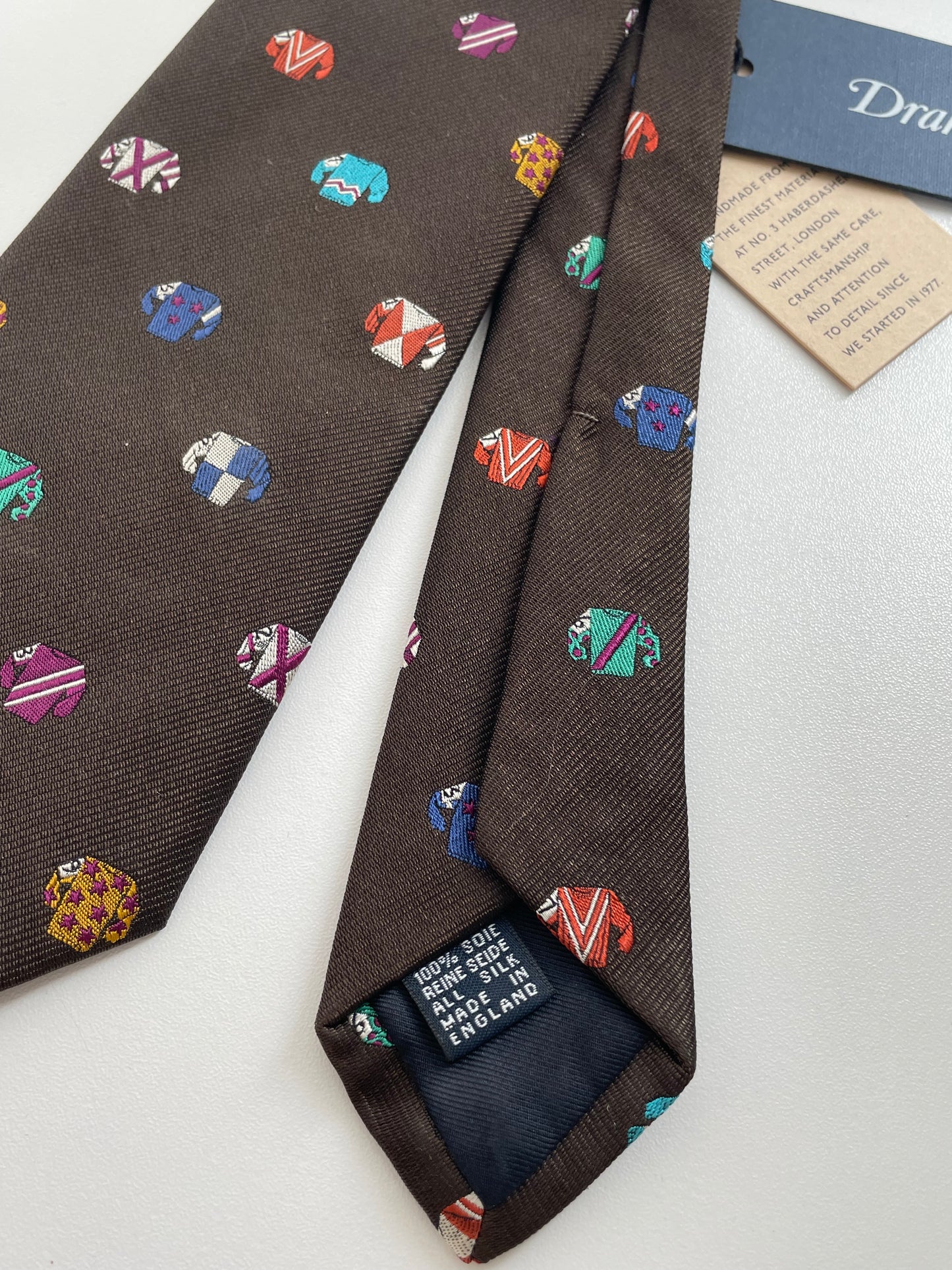 Drakes Jockey Motif Handmade Tie With Tag Limited Edition