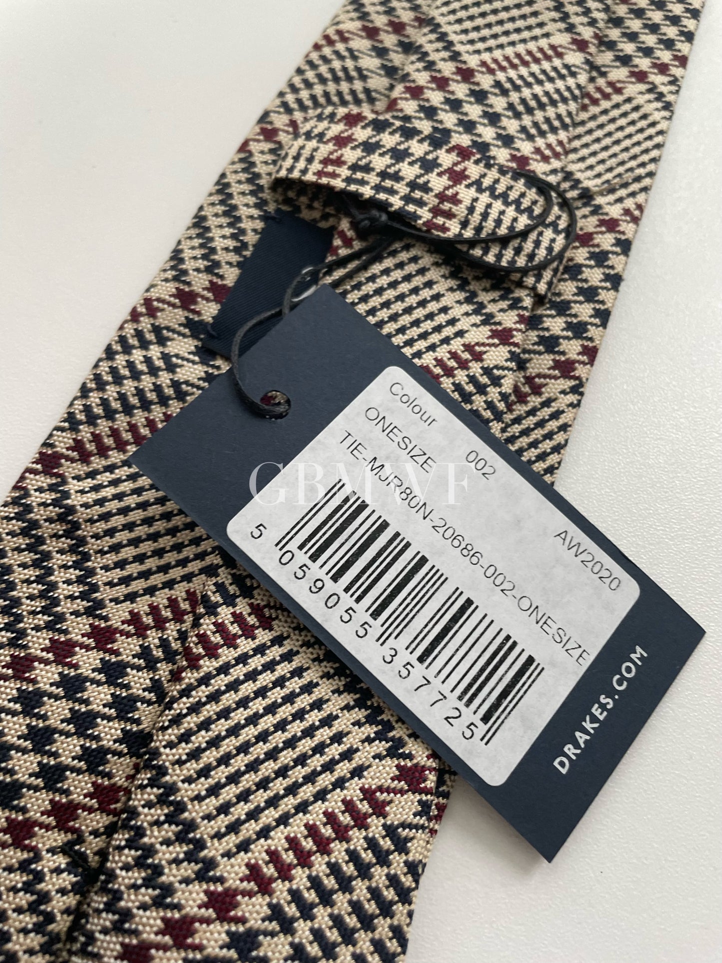 Drakes Handmade Striped Tipped Silk Tie With Tag