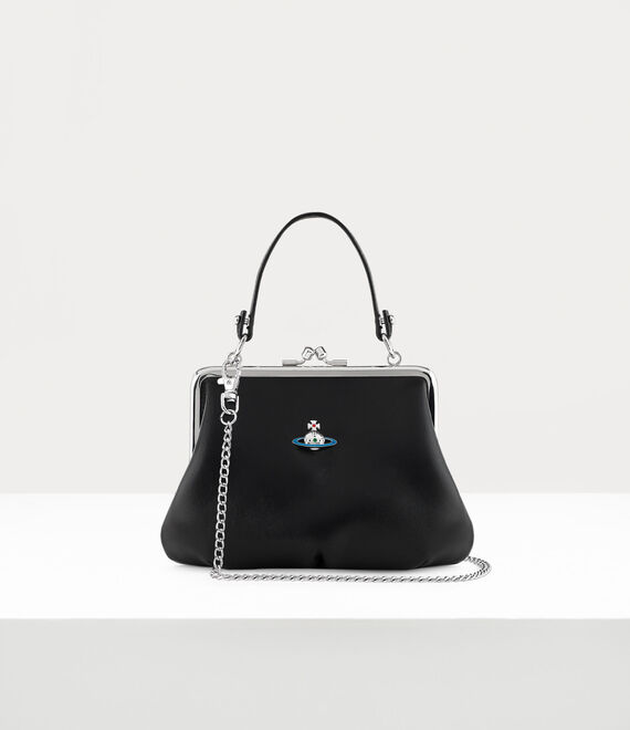 Vivienne Westwood Granny Frame Purse Crossbody Leather Bag Black