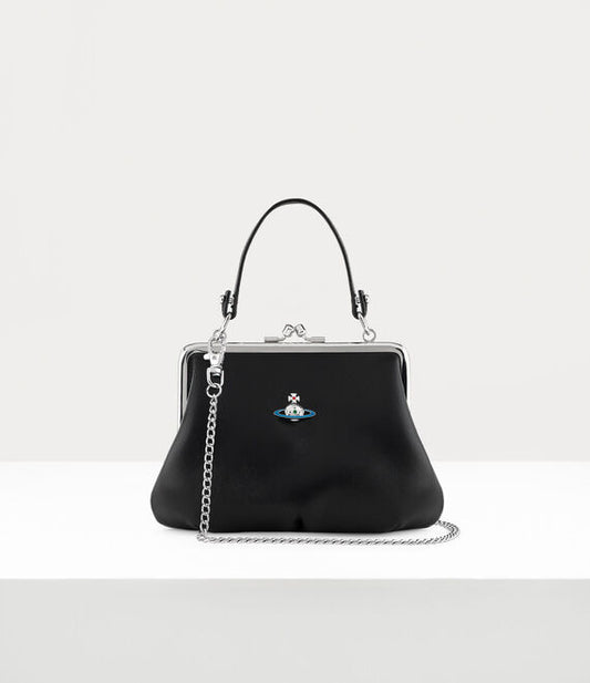 Vivienne Westwood Granny Frame Purse Crossbody Leather Bag Black