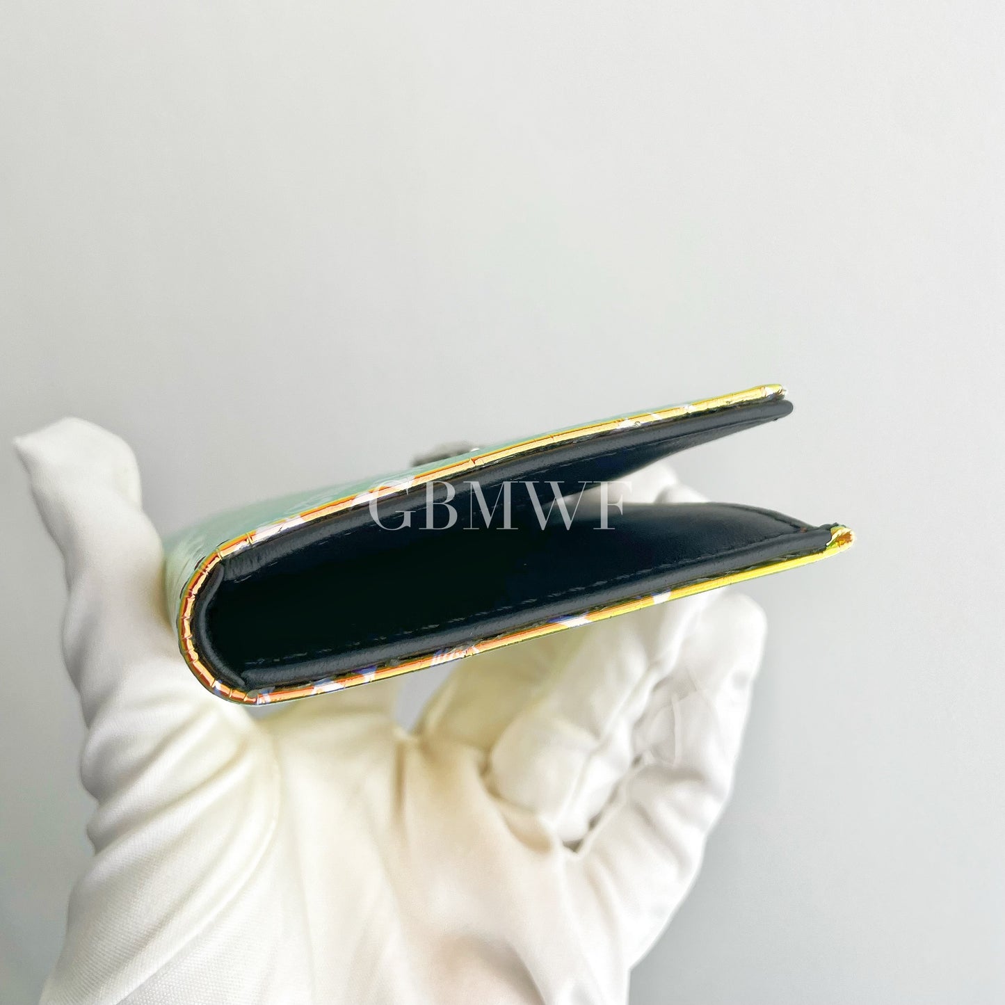 Vivienne Westwood Iridescent Small Flap Card Holder Wallet Metal Orb