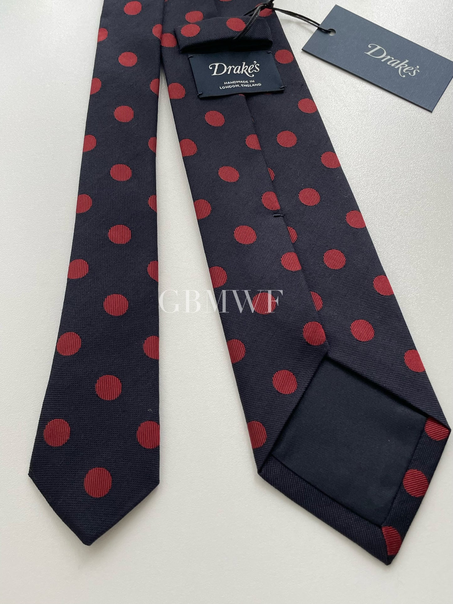 Drakes Polka Dot Handmade Tipped Tie With Tag