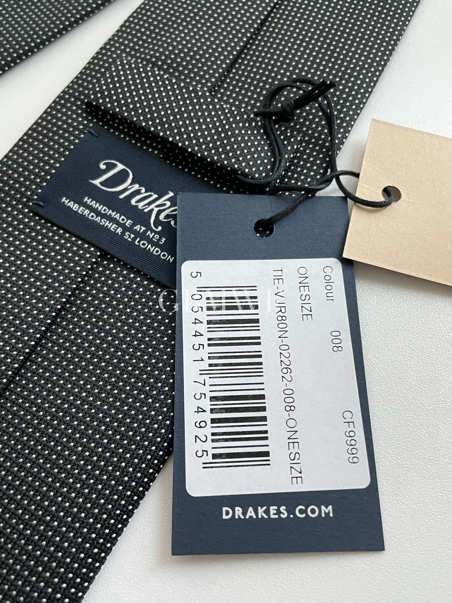 Drakes Polka Dot Handmade Tipped Silk Tie With Tag