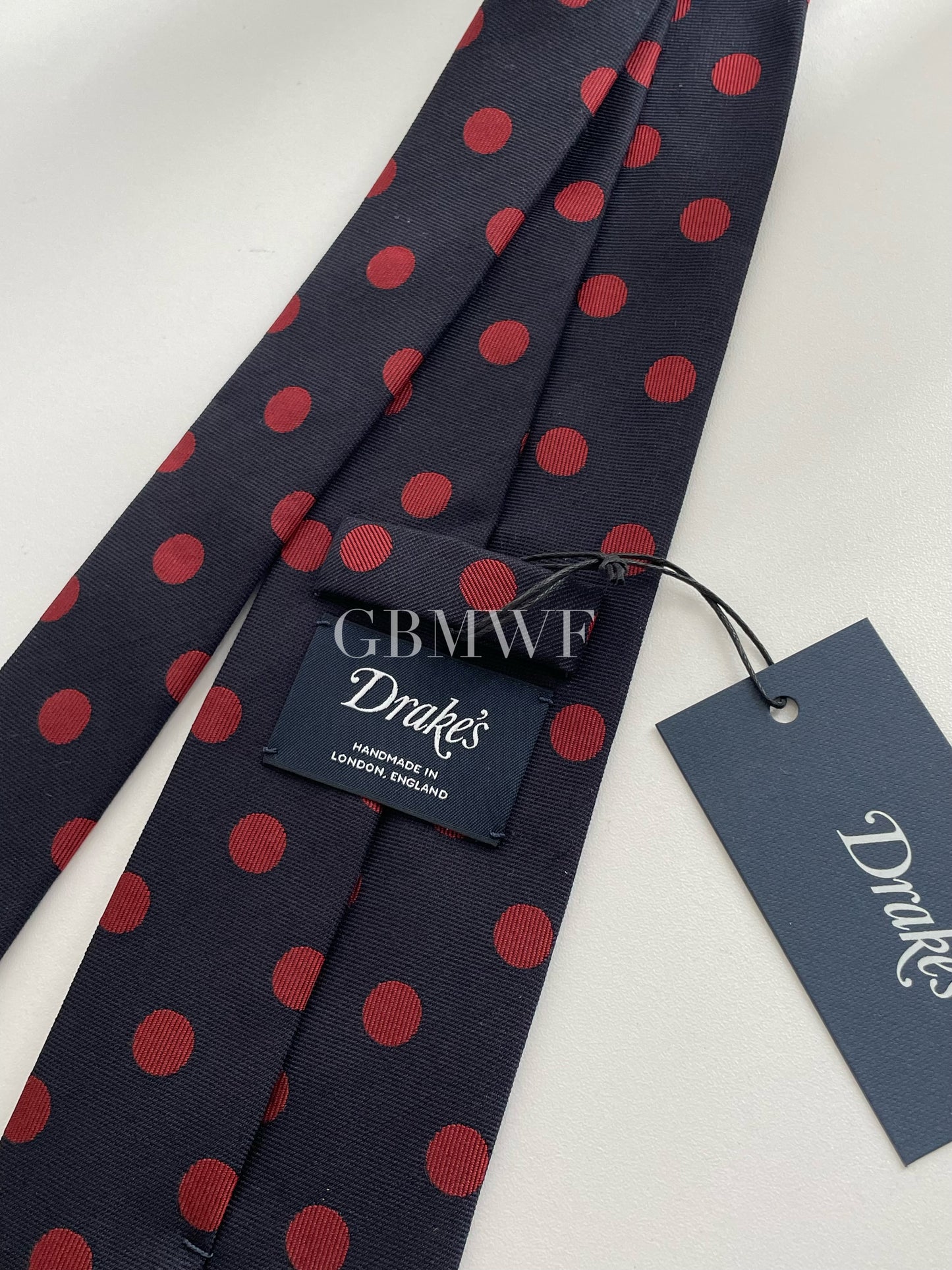 Drakes Polka Dot Handmade Tipped Tie With Tag