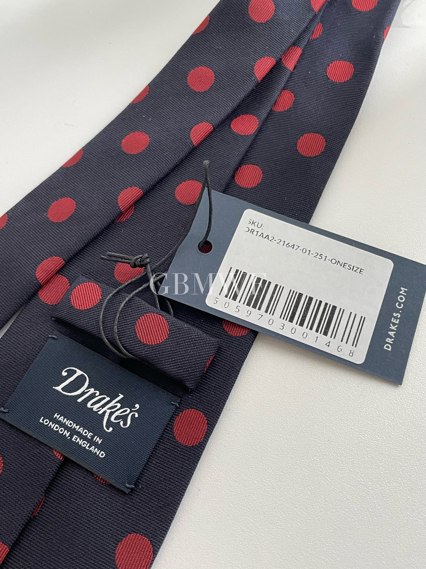 Drakes Polka Dot Handmade Tipped Tie With Tag