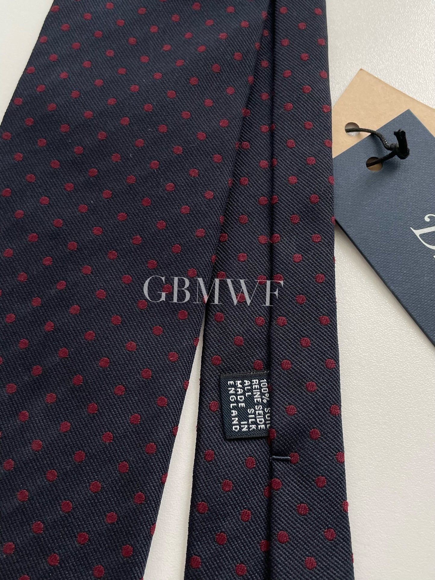 Drakes Handmade Polka Dot Hand-rolled Silk Tie With Tag