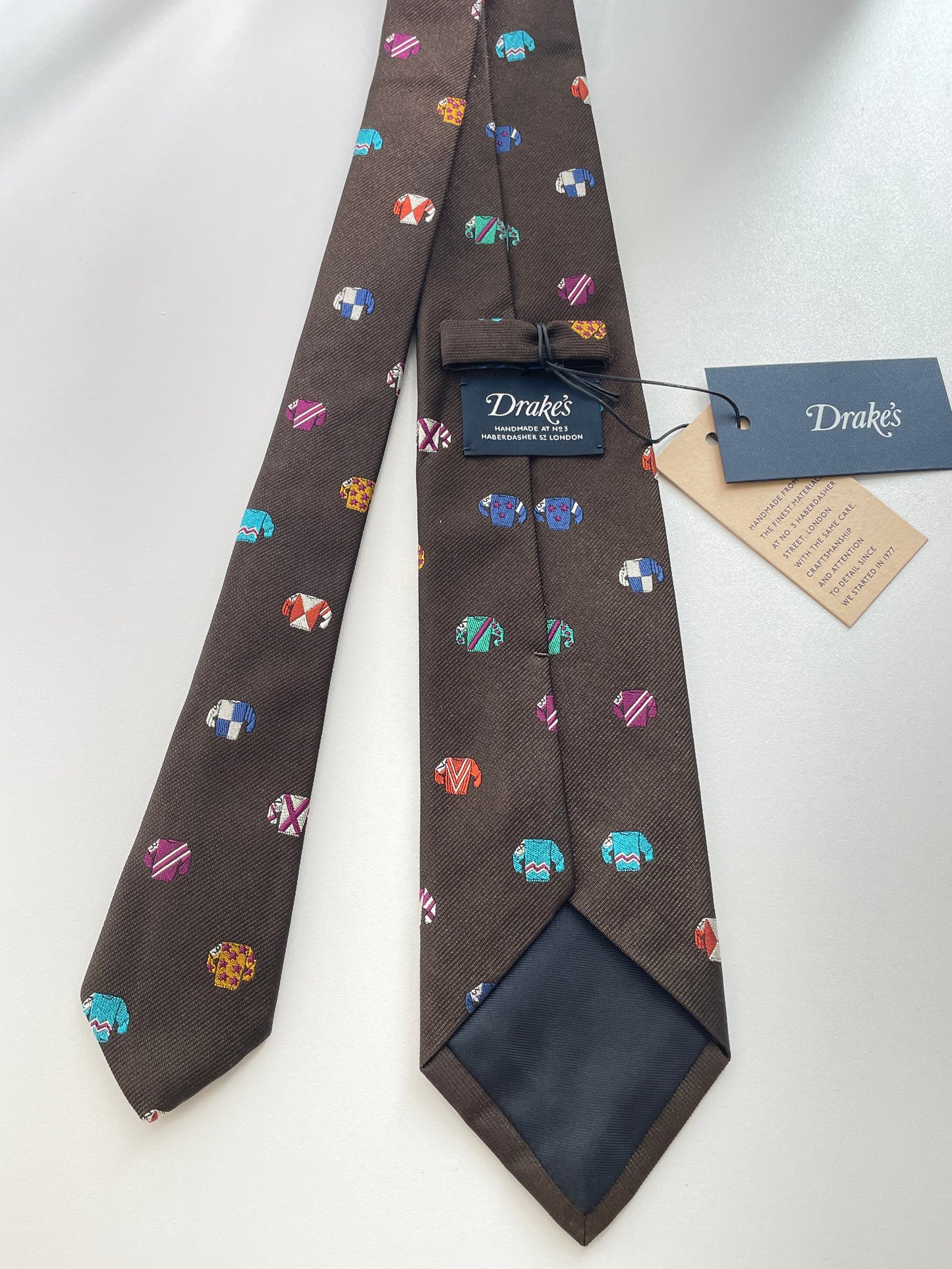 Drakes Jockey Motif Handmade Tie With Tag Limited Edition