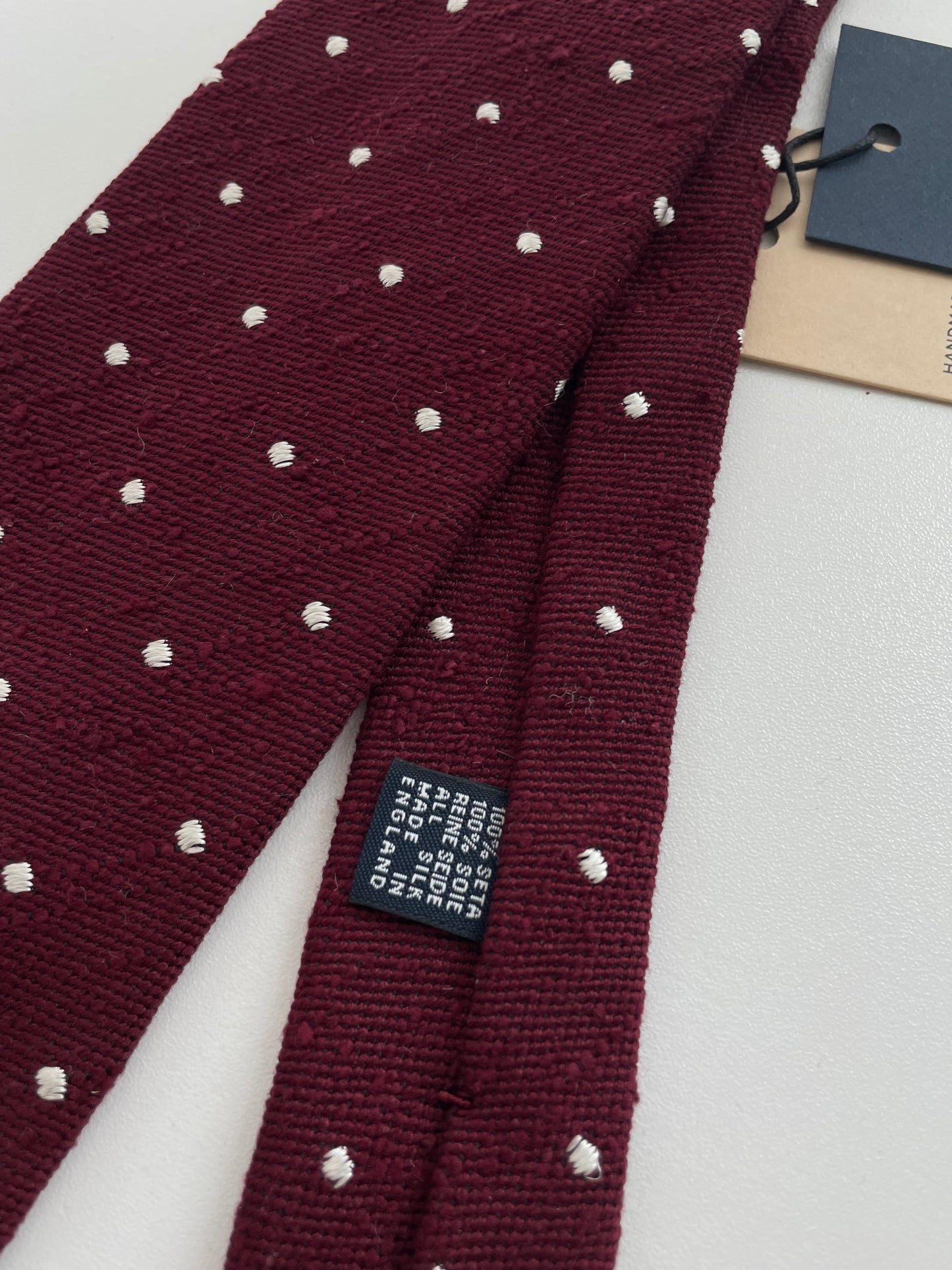 Drakes Handmade Polka Dot Hand-rolled Silk Tie With Tag