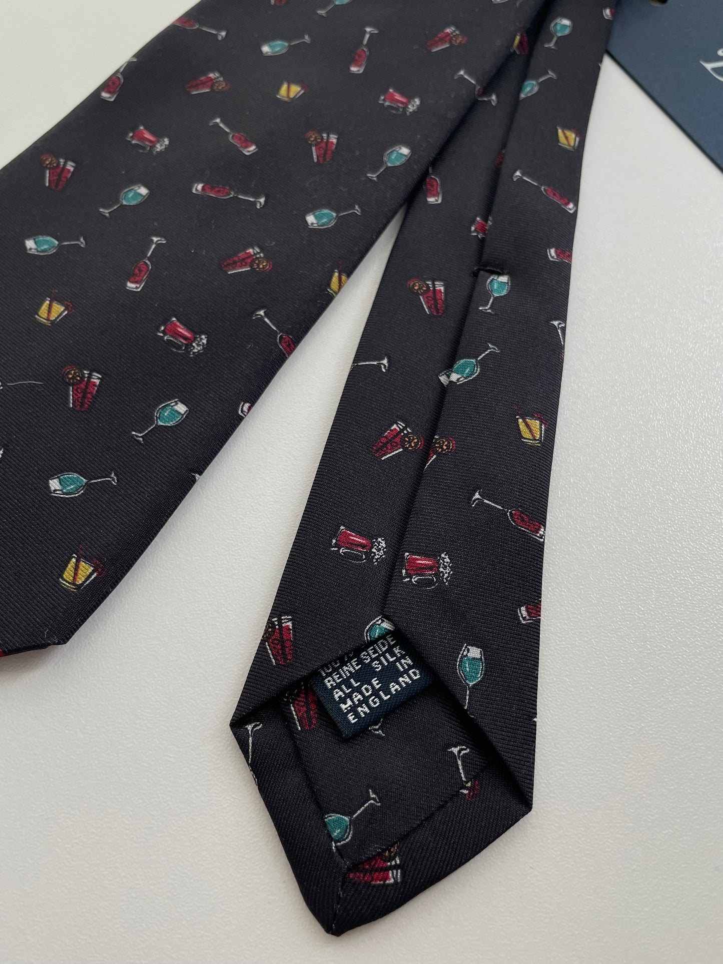 Drakes Cocktail Hour Silk Tie Motif Handmade Tie Limited Edition