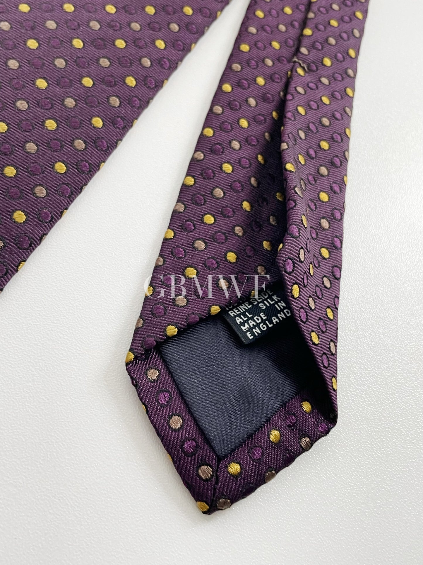 Drakes Handmade Polka Dot Tipped Silk Tie With Tag