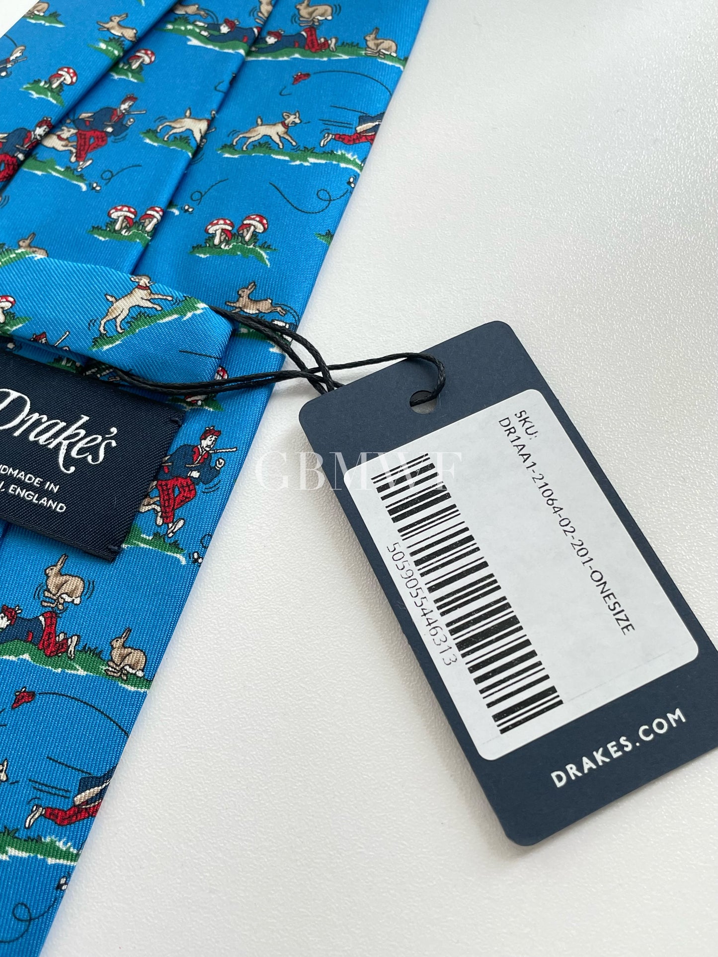Drakes Men with Dog Handmade Tipped Silk Tie With Tag Limited Edition