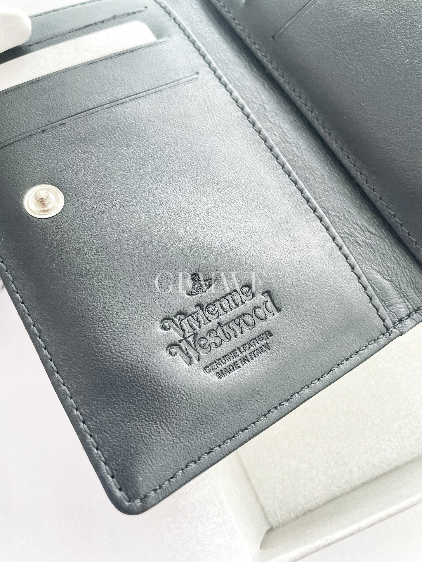 Vivienne Westwood Iridescent Small Flap Card Holder Wallet Metal Orb
