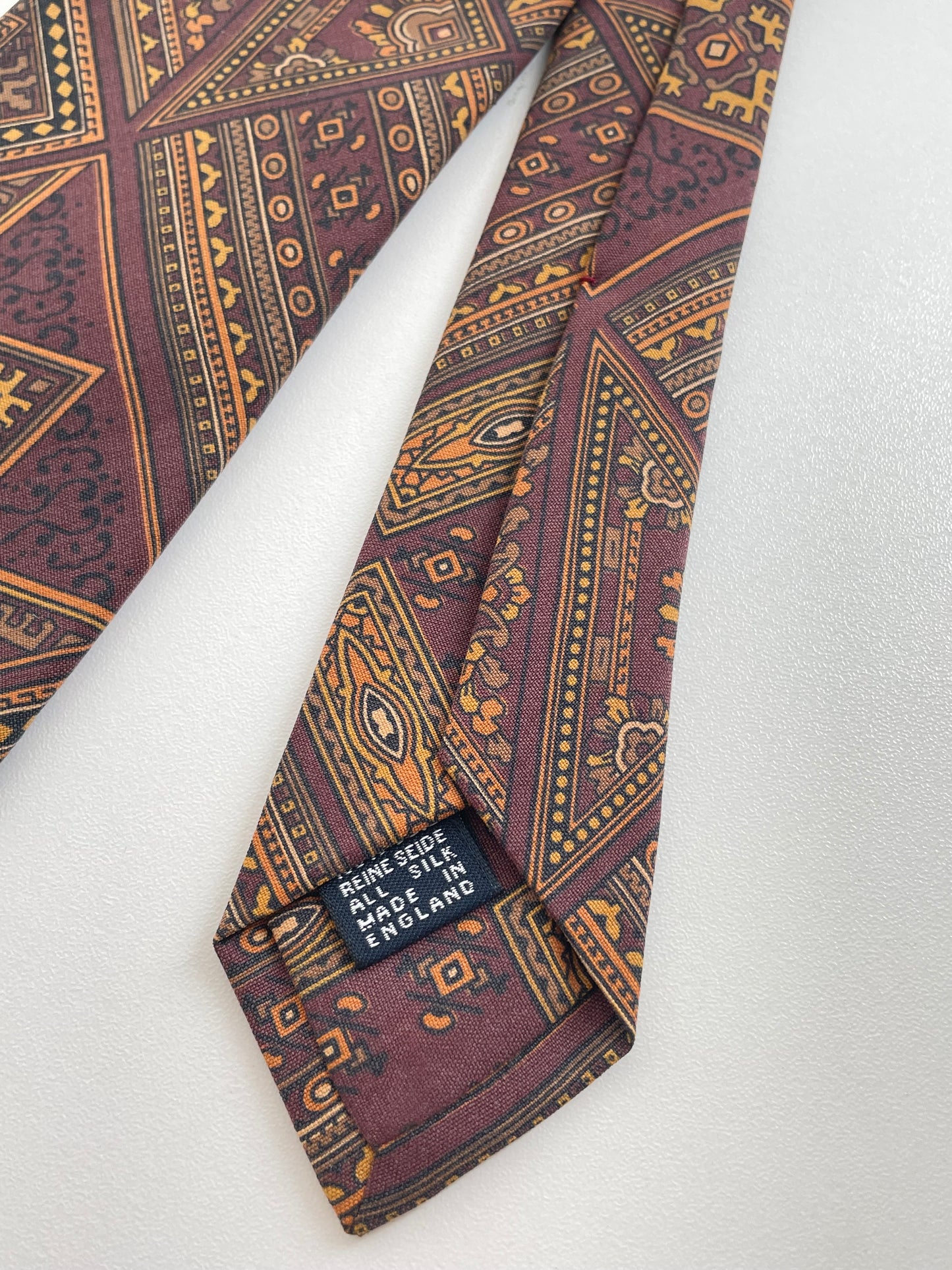 Drakes Handmade Tipped Silk Tie With Tag