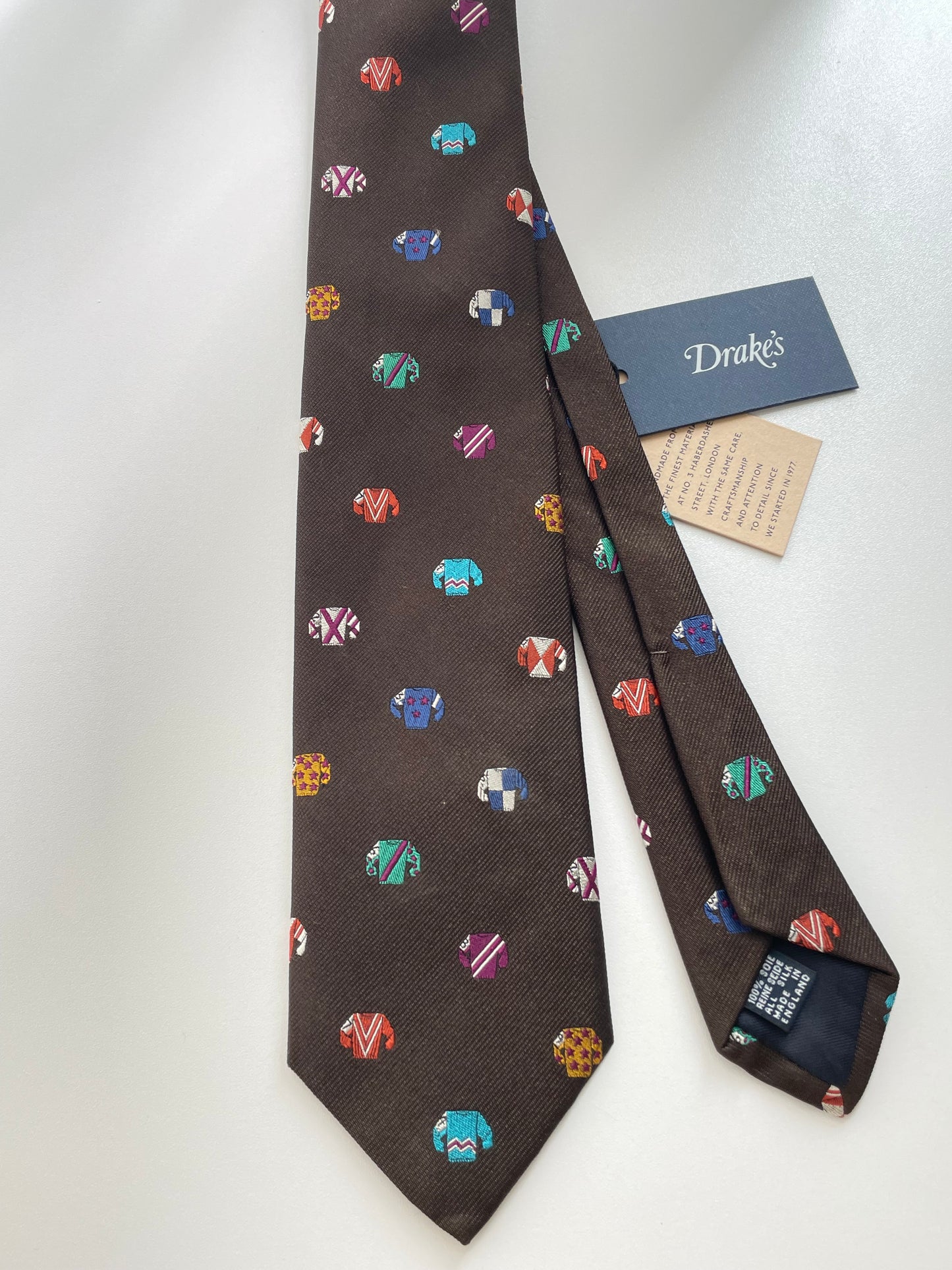 Drakes Jockey Motif Handmade Tie With Tag Limited Edition