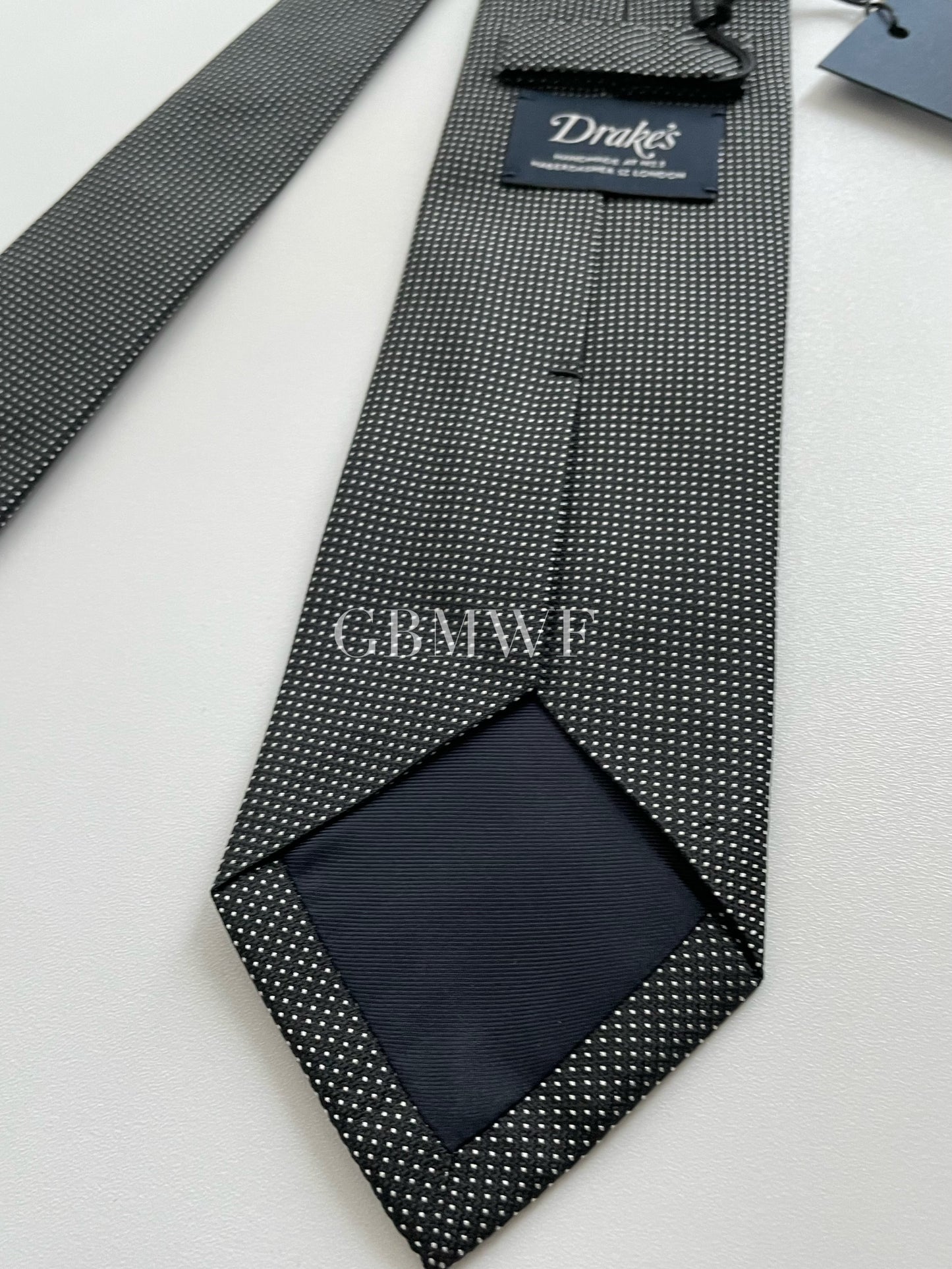 Drakes Polka Dot Handmade Tipped Silk Tie With Tag