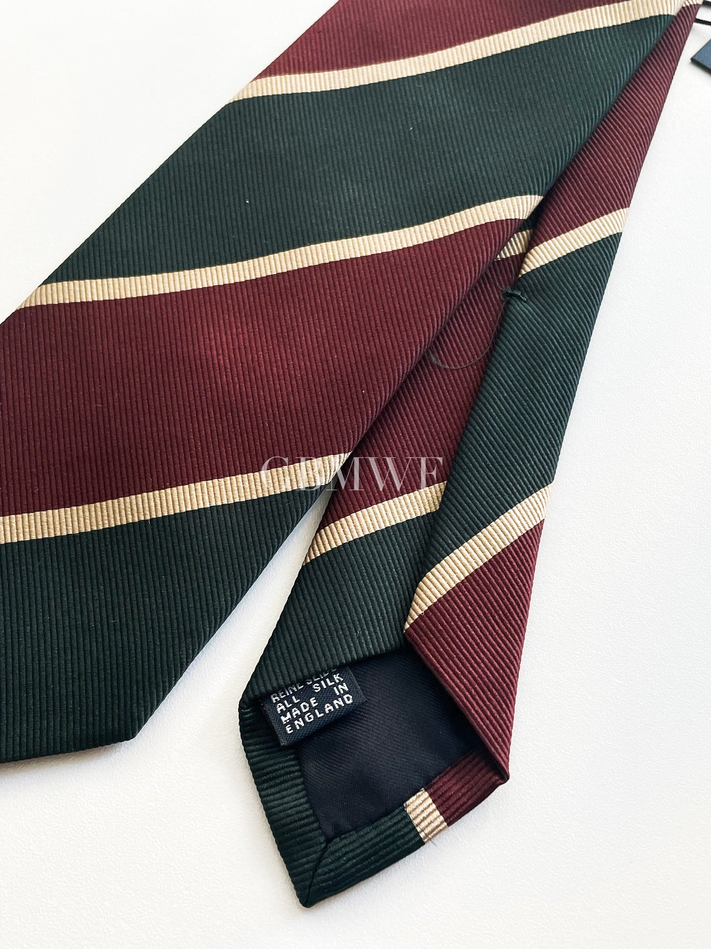 Drakes Handmade Striped Tipped Silk Tie With Tag