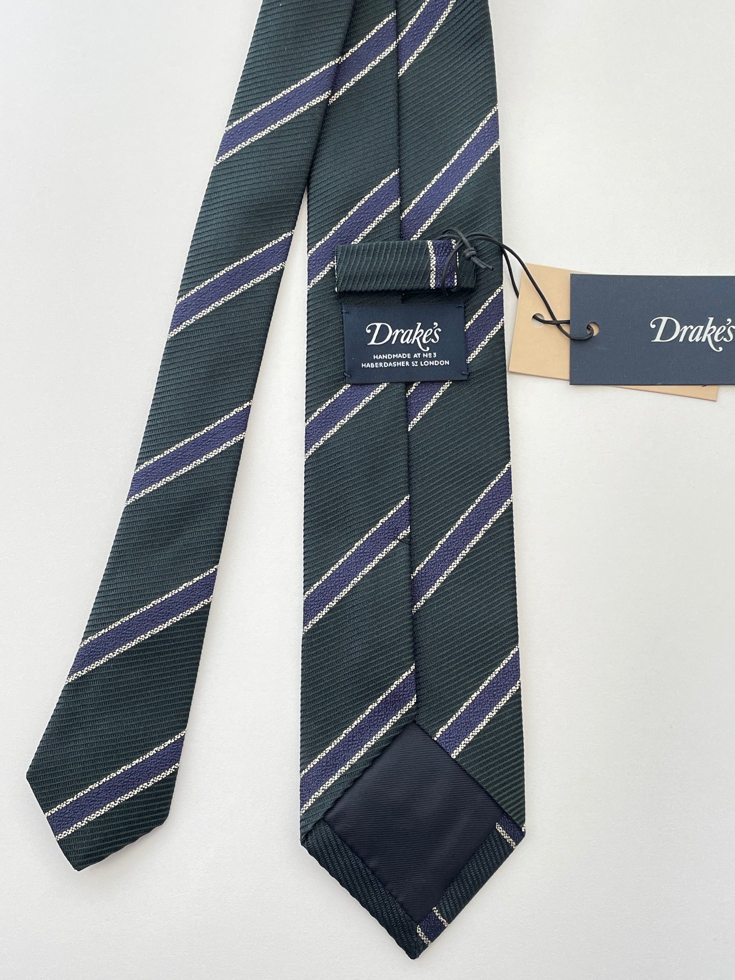 Drakes Handmade Tipped Silk Tie With Tag