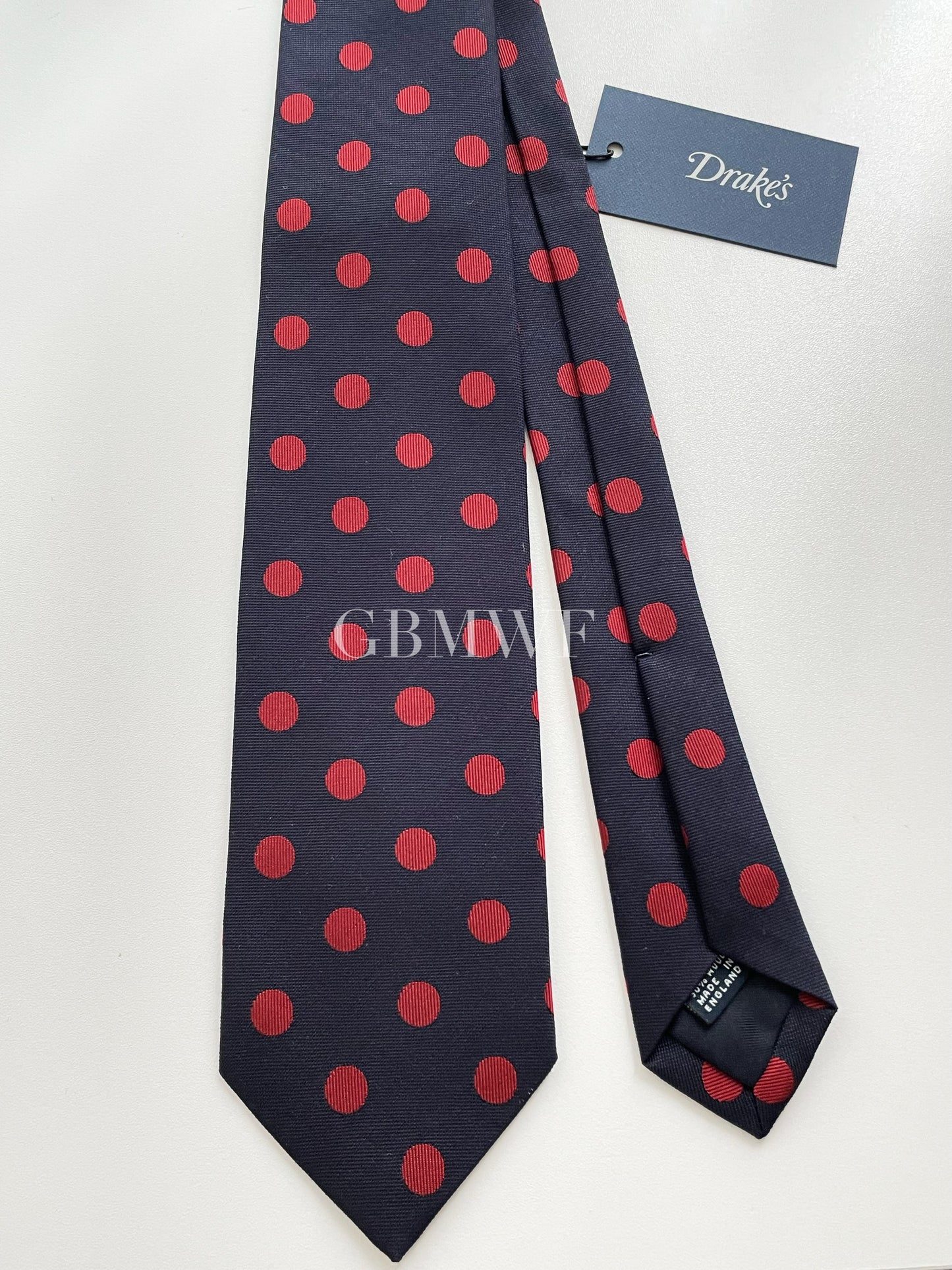 Drakes Polka Dot Handmade Tipped Tie With Tag