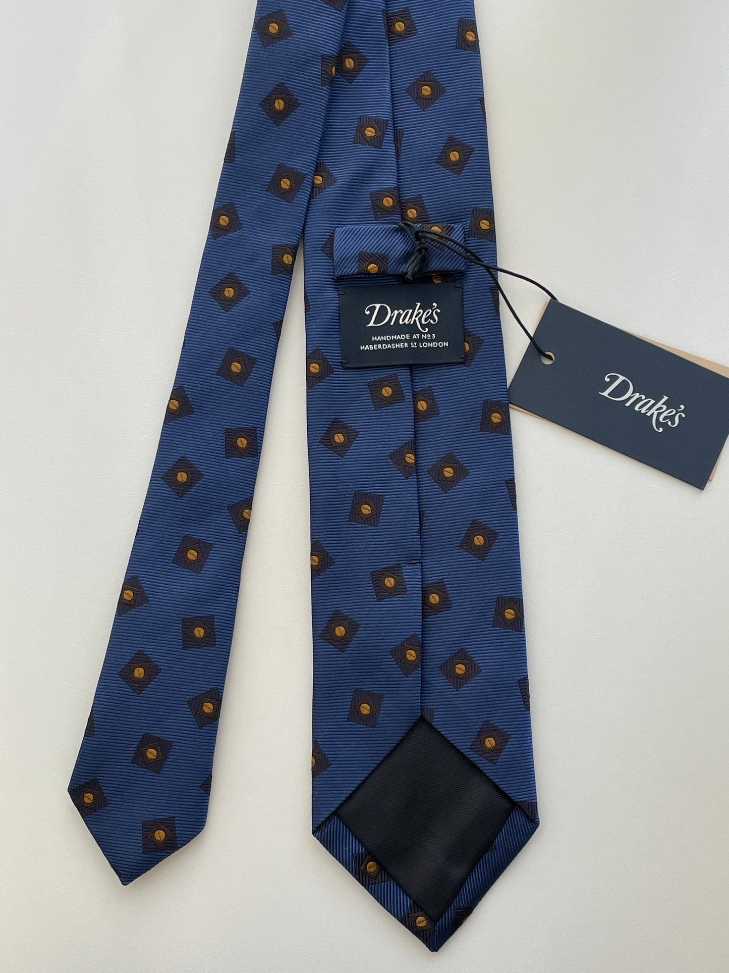 Drakes Geometric Motif Silk Tie Handmade Tie
