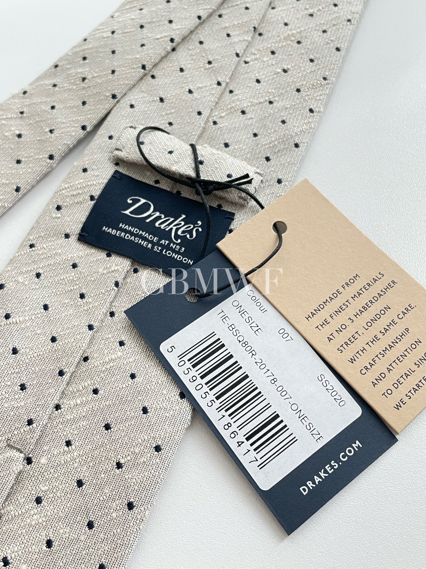 Drakes Handmade Polka Dot Hand-rolled Silk Tie With Tag