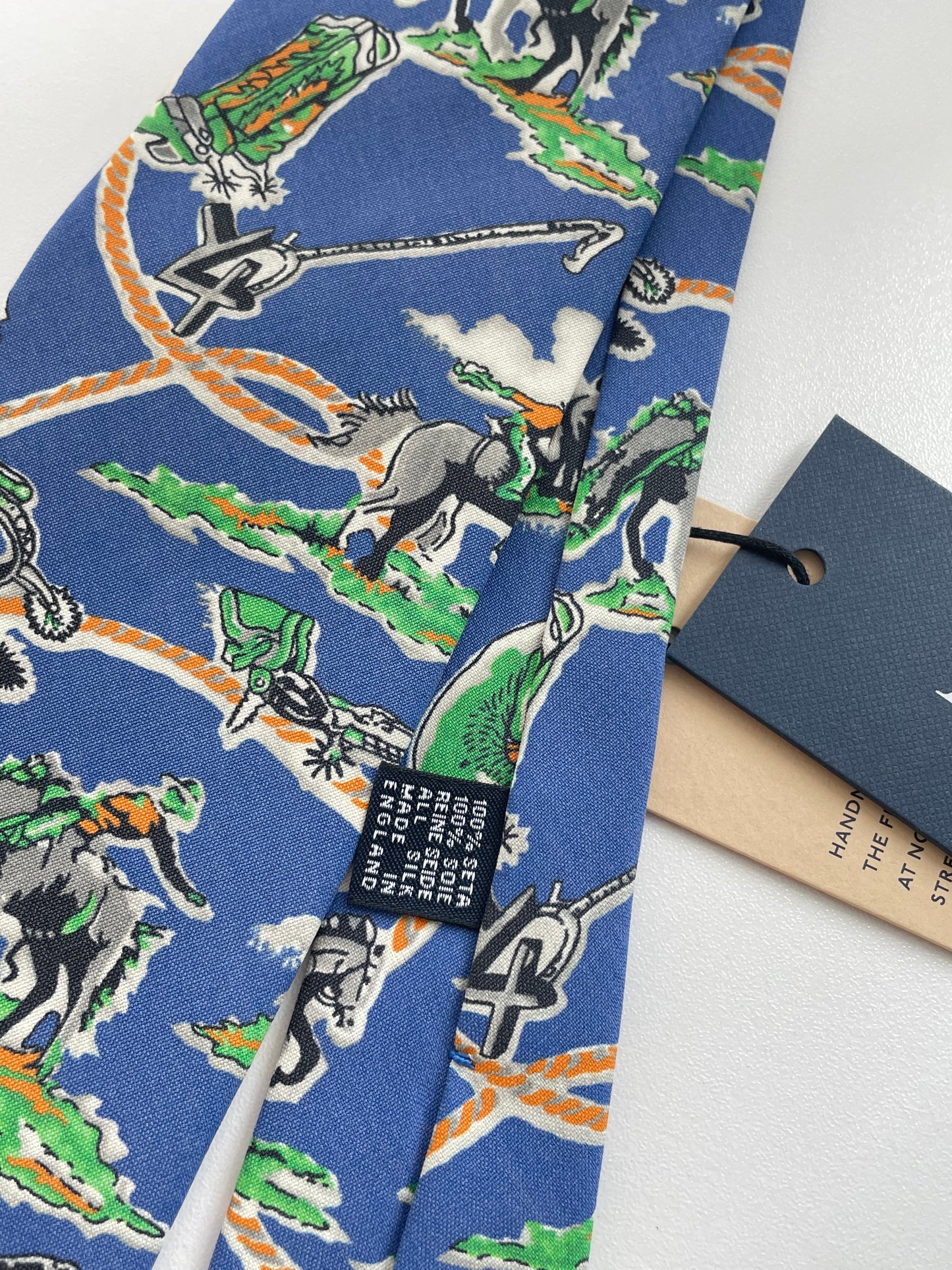 Drakes Western Rodeo Motif Handmade Tipped Silk Tie With Tag Limited Edition