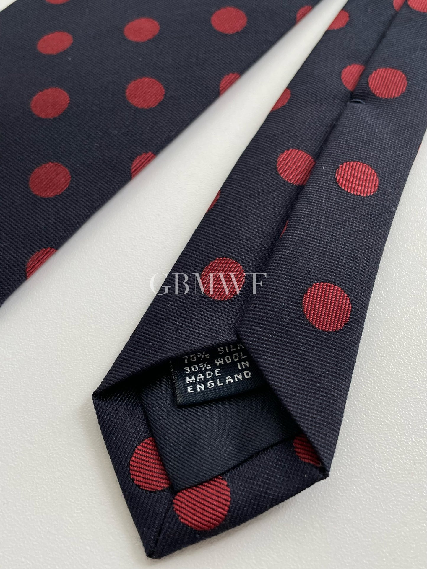 Drakes Polka Dot Handmade Tipped Tie With Tag