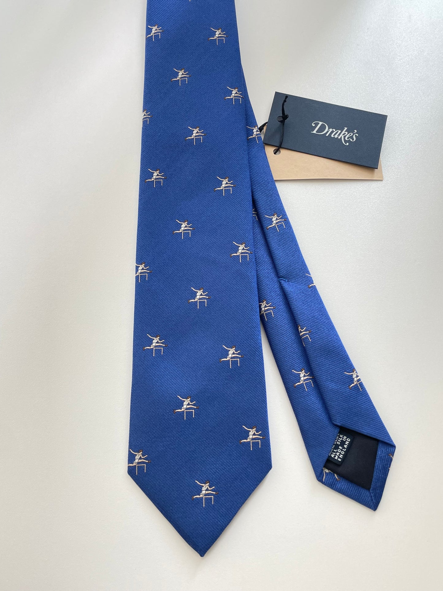 Drakes Tennis Motif Handmade Tipped Silk Tie With Tag Limited Edition