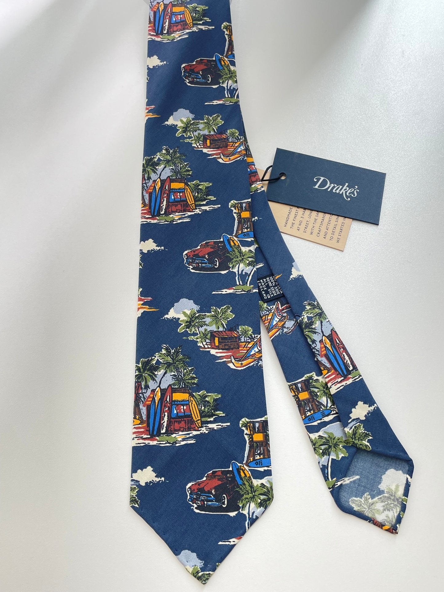 Drakes Tropical Vacation Handmade Rolled Edge Tie With Tag Limited Edition
