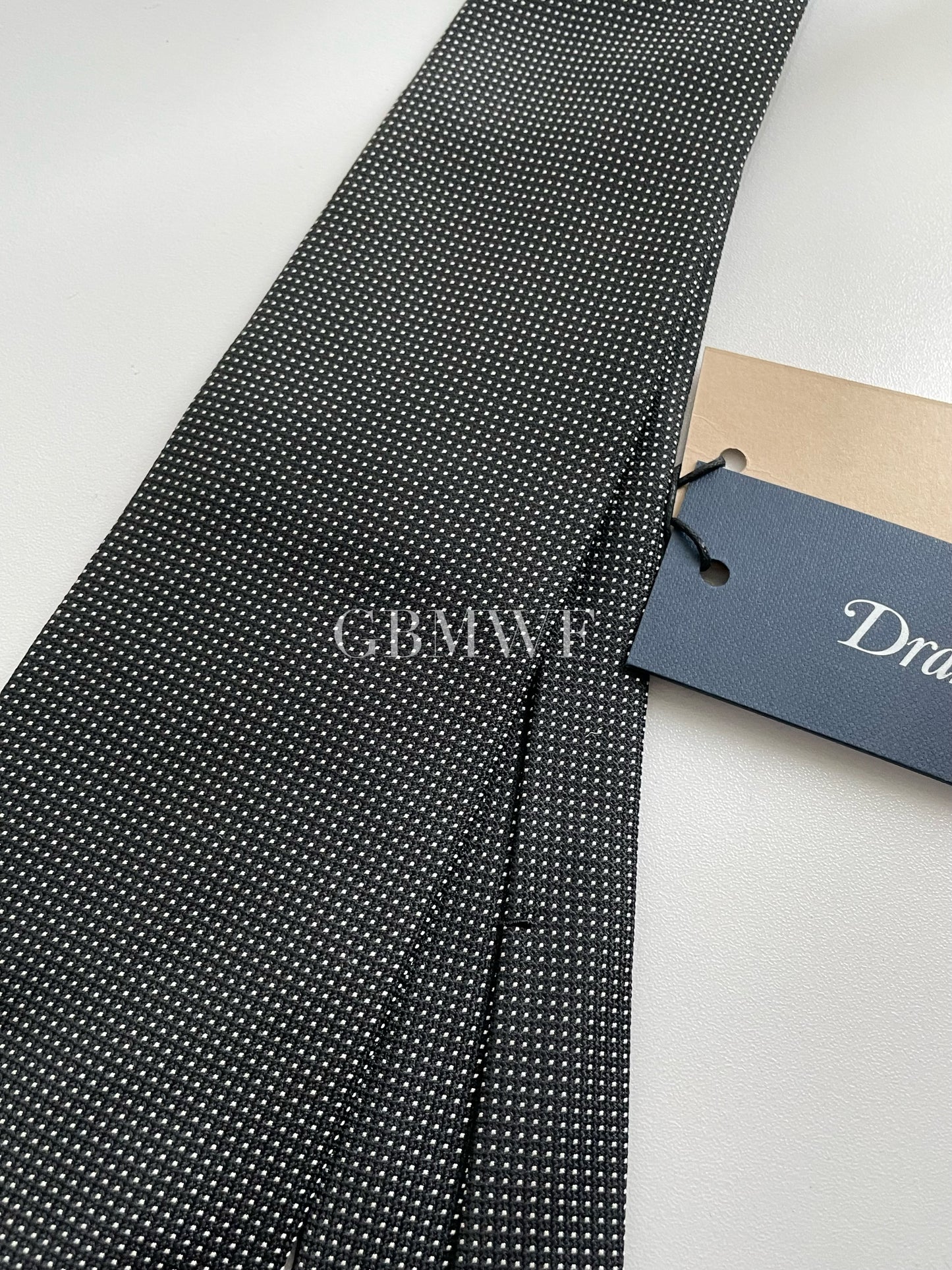 Drakes Polka Dot Handmade Tipped Silk Tie With Tag
