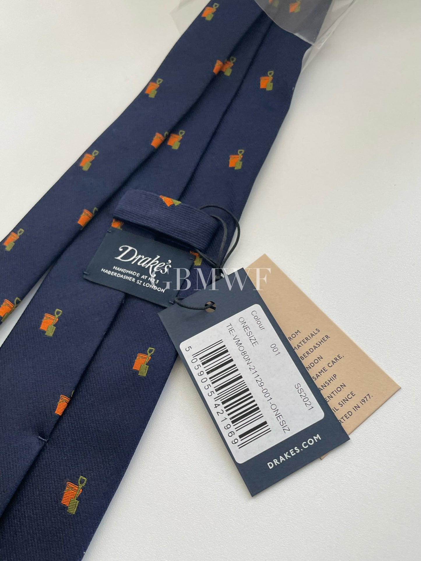 Drakes Handmade Tipped Silk Tie With Tag