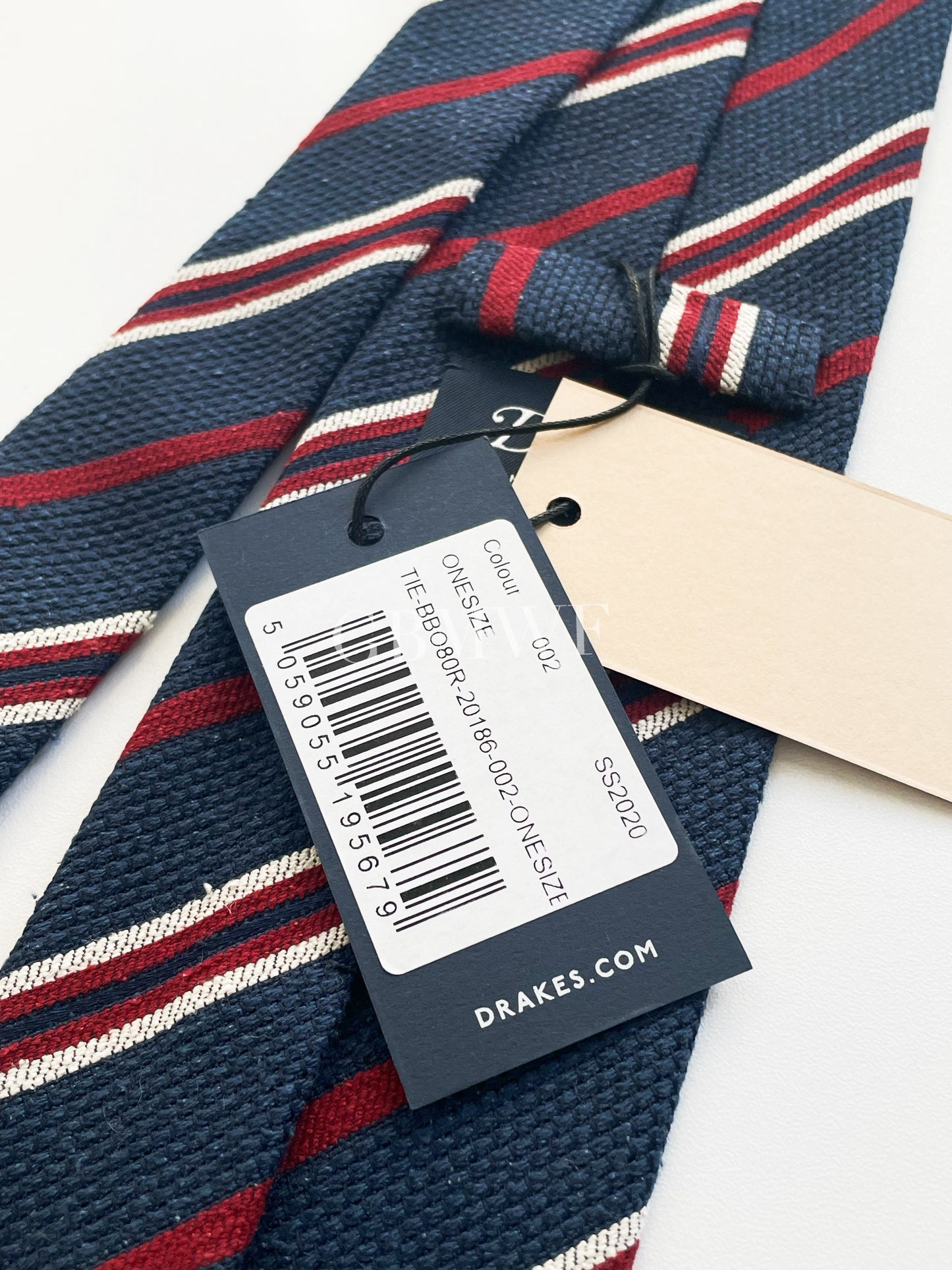 Drakes Hand-rolled Edge Block Stripe Silk Handmade Tie With Tag