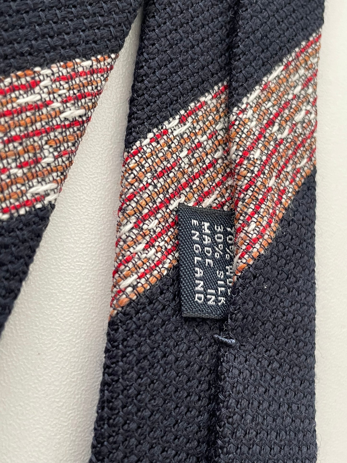 Drakes Multicoloured Block Stripe Hand Rolled Silk Tie