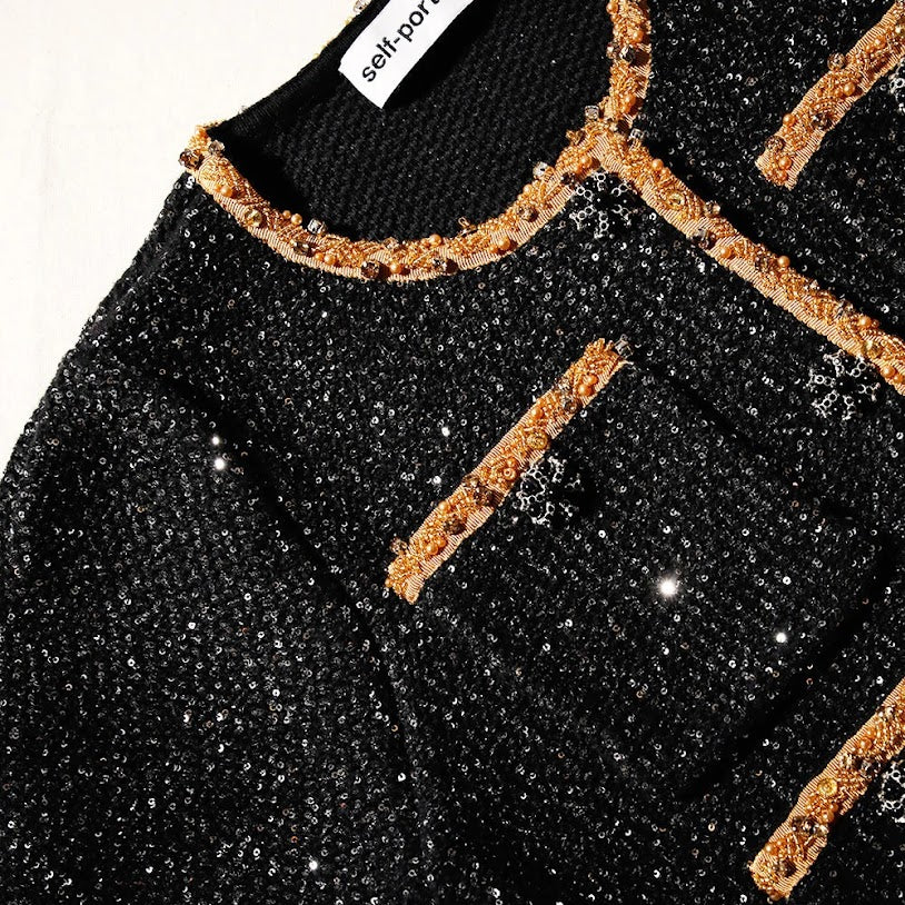 Self-Portrait Sequin Knit Crop Cardigan