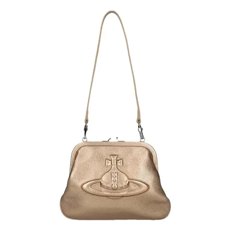 Vivienne Westwood Injected Orb Leather Clutch With a Shoulder Strap