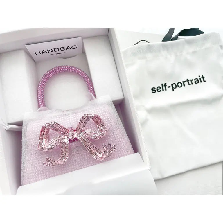 Self-portrait The Bow Micro in Pink Rhinestone
