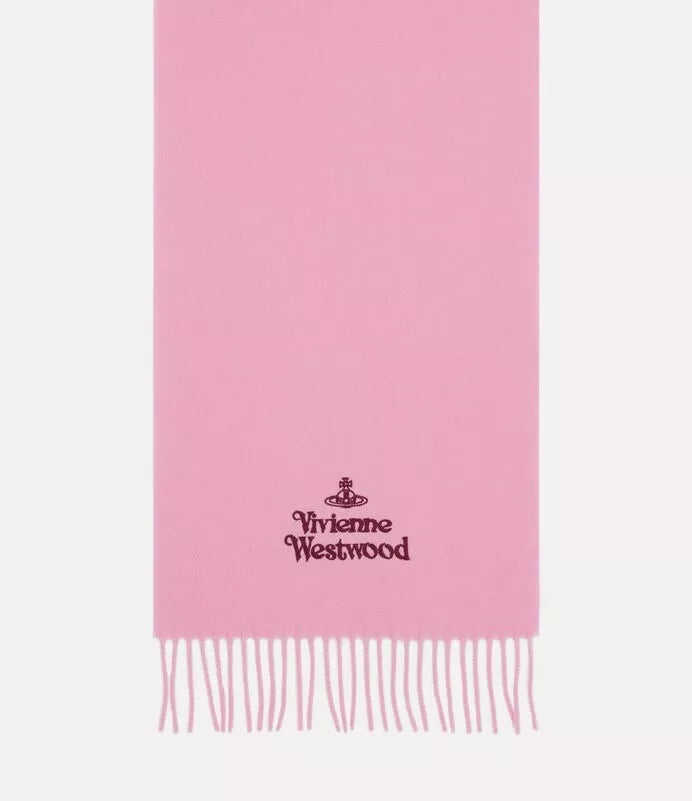 Vivienne Westwood Embroidered Trimmed Pink Wool-knit Scarf Unisex
