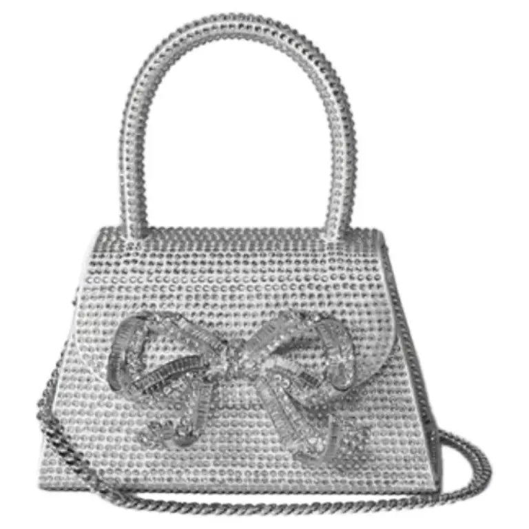 Self-portrait The Bow Micro in Silver Rhinestone