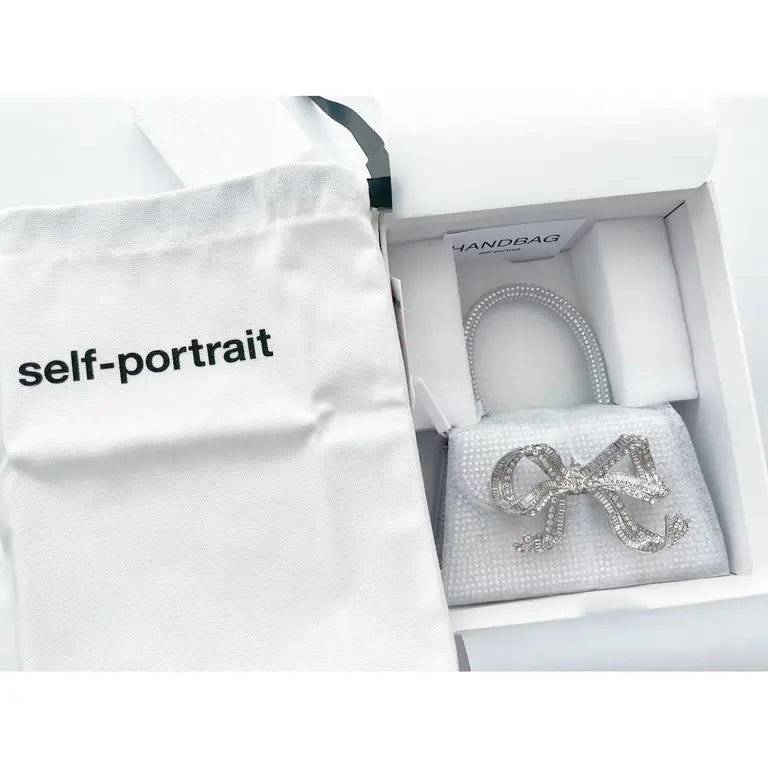 Self-portrait The Bow Micro in Silver Rhinestone