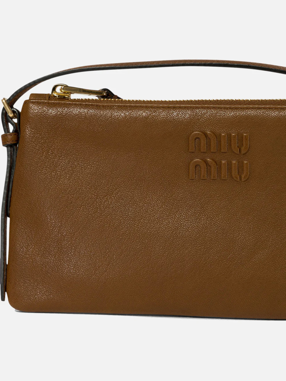 Miu Miu Logo Embossed Nappa Leather Shoulder Bag