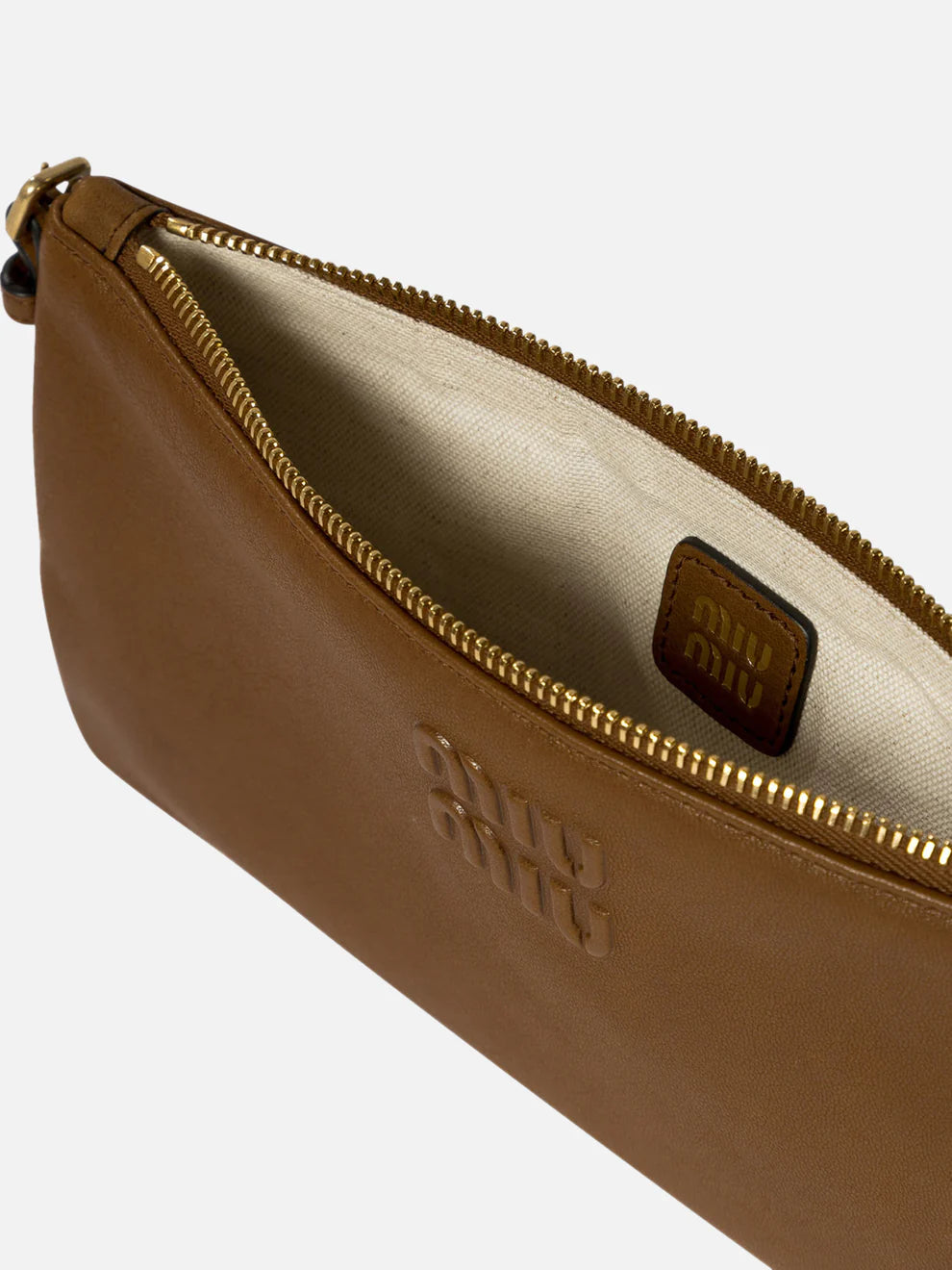 Miu Miu Logo Embossed Nappa Leather Shoulder Bag
