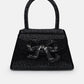 Self-portrait BLACK RHINESTONE MICRO BOW BAG